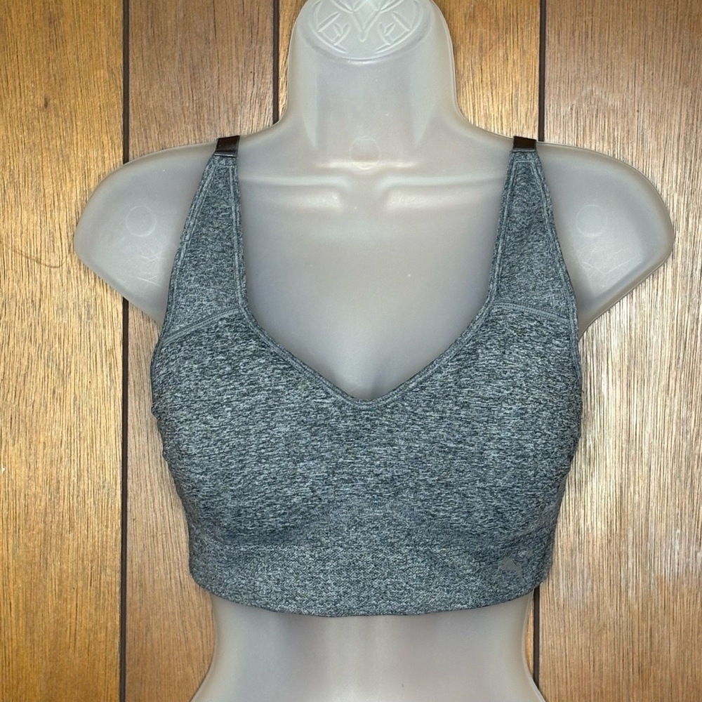 Puma Sports Bra Womens Medium Grey Racerback Heathered Removable Pads Activewear